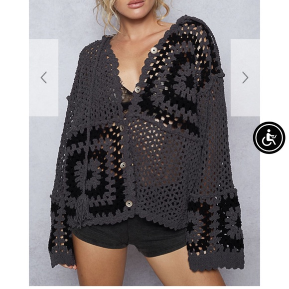 POL “ Jahnna  “ POL Hand Open Knit Hoodie Sweater 79 - Picture 1 of 5